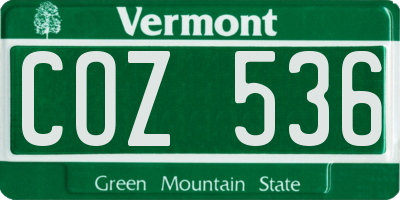 VT license plate COZ536