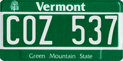 VT license plate COZ537