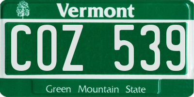 VT license plate COZ539