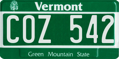 VT license plate COZ542