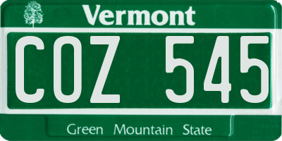 VT license plate COZ545