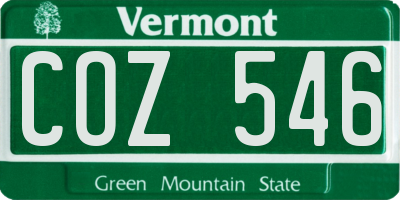 VT license plate COZ546
