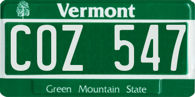 VT license plate COZ547