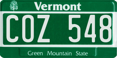 VT license plate COZ548