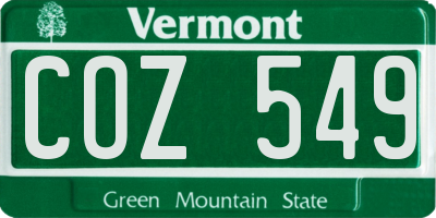 VT license plate COZ549