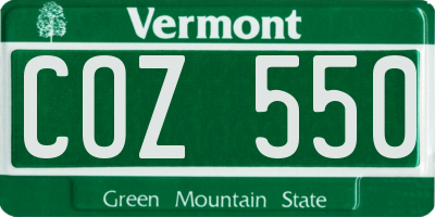 VT license plate COZ550