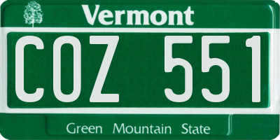 VT license plate COZ551