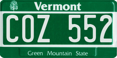 VT license plate COZ552