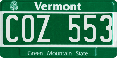 VT license plate COZ553