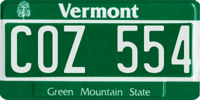 VT license plate COZ554
