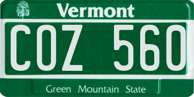 VT license plate COZ560