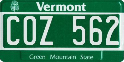 VT license plate COZ562