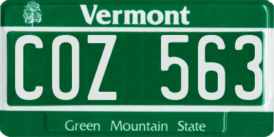 VT license plate COZ563