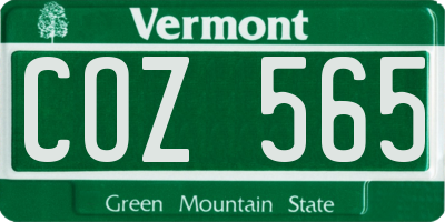 VT license plate COZ565