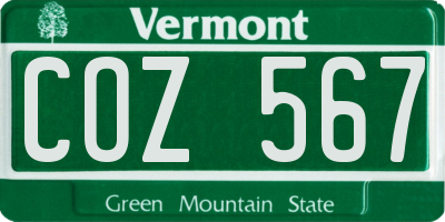 VT license plate COZ567