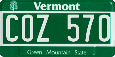 VT license plate COZ570