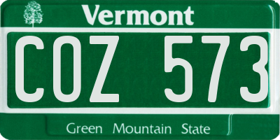 VT license plate COZ573