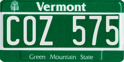 VT license plate COZ575