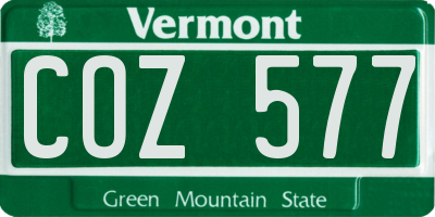 VT license plate COZ577