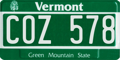 VT license plate COZ578