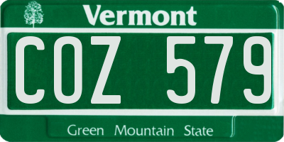 VT license plate COZ579