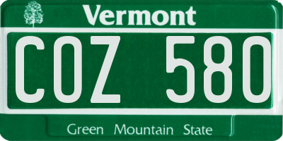 VT license plate COZ580