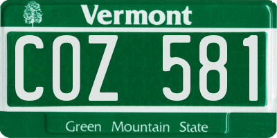 VT license plate COZ581