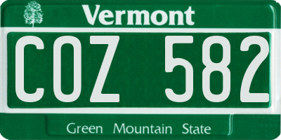 VT license plate COZ582