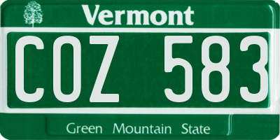 VT license plate COZ583