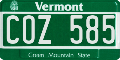 VT license plate COZ585