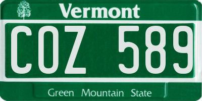 VT license plate COZ589