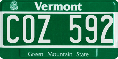 VT license plate COZ592