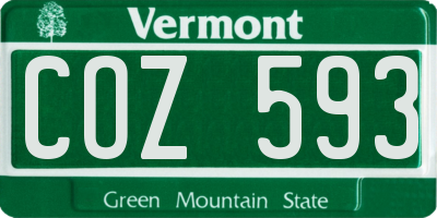 VT license plate COZ593
