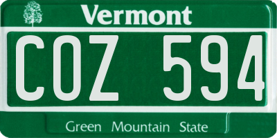 VT license plate COZ594