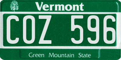 VT license plate COZ596
