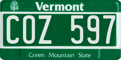 VT license plate COZ597