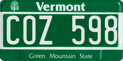 VT license plate COZ598