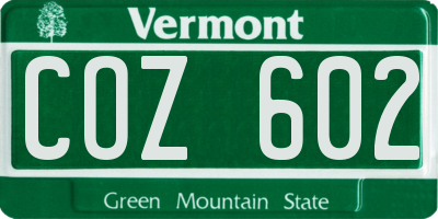 VT license plate COZ602