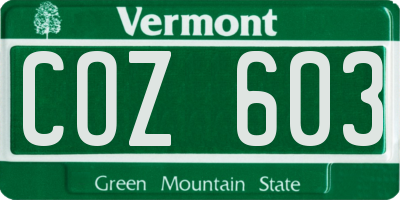 VT license plate COZ603