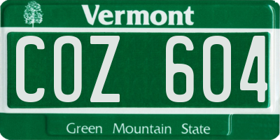 VT license plate COZ604