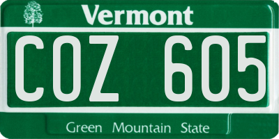 VT license plate COZ605
