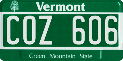 VT license plate COZ606