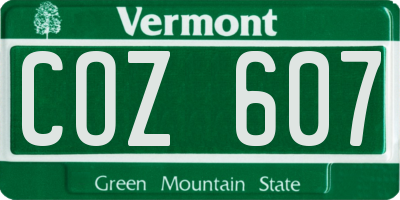 VT license plate COZ607