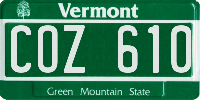 VT license plate COZ610