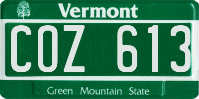VT license plate COZ613