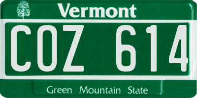 VT license plate COZ614
