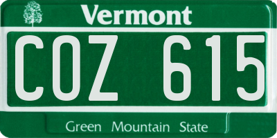 VT license plate COZ615