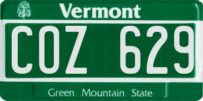 VT license plate COZ629
