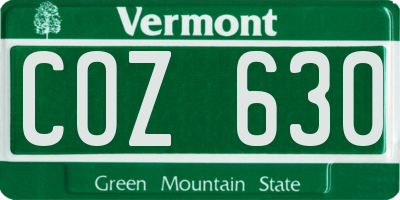 VT license plate COZ630