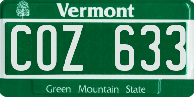 VT license plate COZ633